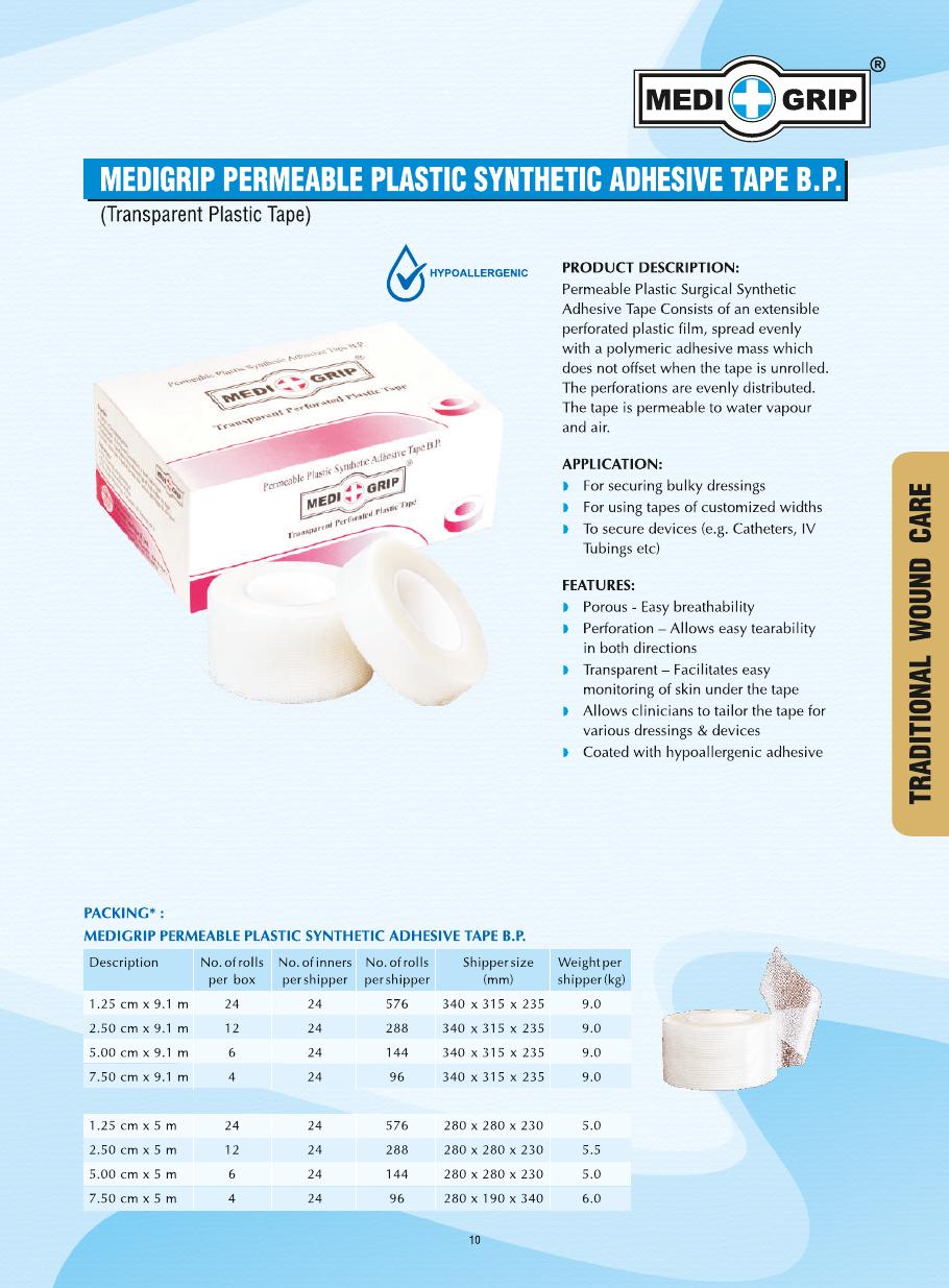MediGrip surgical adhesive tape and wound-care range
